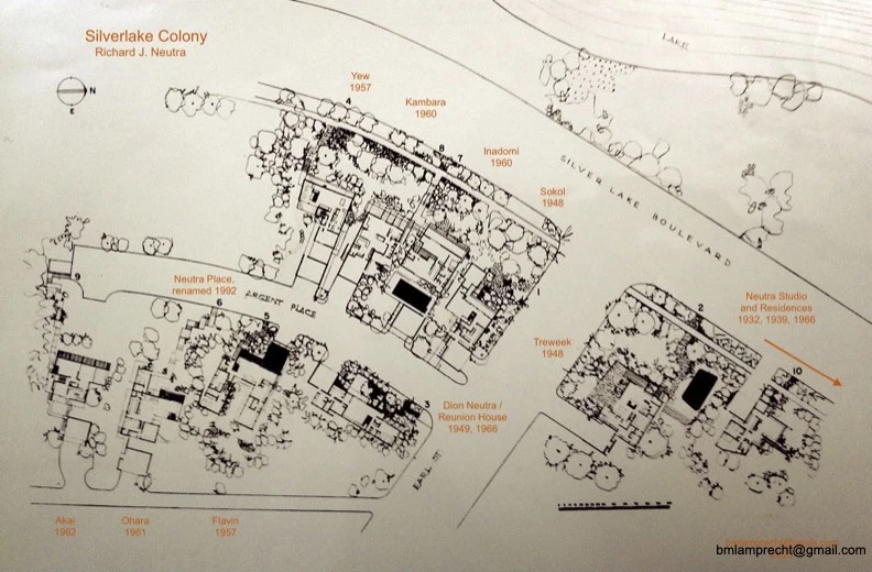 Original hand-illustrated map of the Silverlake Colony in Pasadena, California